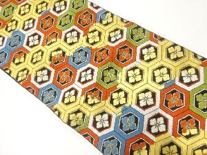 アンティーク　花亀甲模様織出し袋帯（着用可）